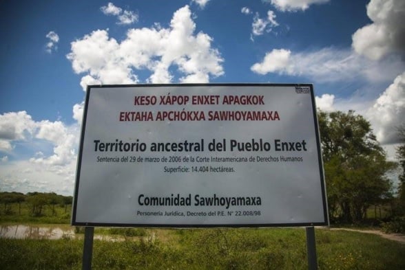 Rótulo de Territorio ancentral del Pueblo Enxet